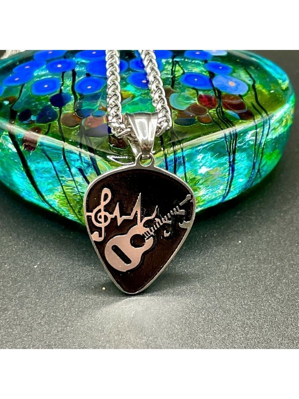 Medium Size Guitar Pick Rocker Necklace #1250